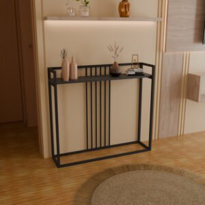 Κονσόλα Convida House Genius ανθρακί με μαύρο μεταλλικό σκελετό 100x25x90εκ