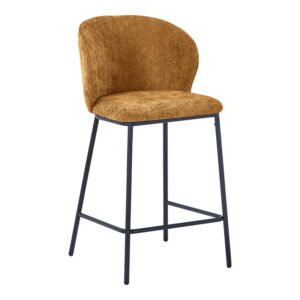 Σκαμπό μπαρ Karg House Genius camel ύφασμα-πόδι μαύρο μέταλλο 49x46x93εκ