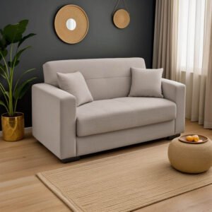 Καναπές-κρεβάτι με αποθηκευτικό χώρο διθέσιος Vox House Genius γκρι-μπεζ ύφασμα 154x82x83εκ