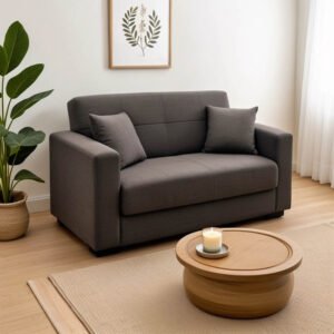 Καναπές-κρεβάτι με αποθηκευτικό χώρο διθέσιος Vox House Genius ανθρακί ύφασμα 154x82x83εκ