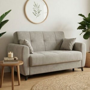 Καναπές-κρεβάτι με αποθηκευτικό χώρο διθέσιος Lincoln House Genius γκρι-μπεζ ύφασμα 165x75x85εκ