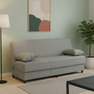 Καναπές-κρεβάτι με αποθηκευτικό χώρο τριθέσιος Romina House Genius γκρι-μπεζ ύφασμα 190x75x85εκ
