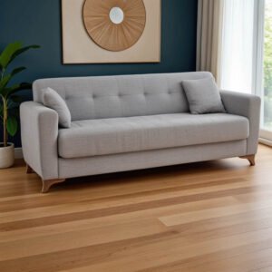 Καναπές-κρεβάτι με αποθηκευτικό χώρο τριθέσιος Modesto House Genius γκρι ύφασμα 215x85x80εκ