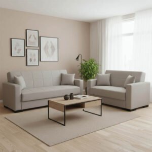 Σετ σαλονιού 2τεμ Vox House Genius ύφασμα σε γκρι-μπεζ απόχρωση