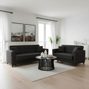 Σετ σαλονιού 2τεμ Modesto House Genius ύφασμα σε μαύρη απόχρωση
