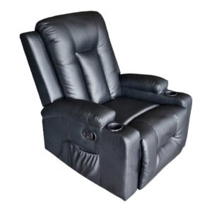Πολυθρόνα relax με μηχανισμό massage Gessel House Genius PU σε μαύρη απόχρωση 80x90x98εκ