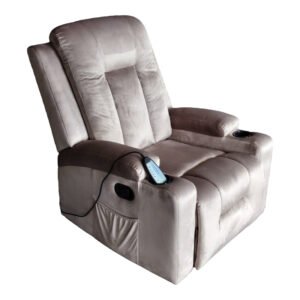 Πολυθρόνα relax με μηχανισμό massage Gessel House Genius βελούδο σε γκρι απόχρωση 80x90x98εκ