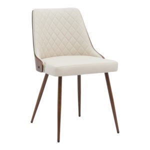 Καρέκλα Korome House Genius μπεζ pu-πόδι καρυδί μέταλλο 50x58.5x78εκ