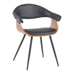 Πολυθρόνα Austen House Genius PU μαύρο-ξύλο καρυδί-μέταλλο μαύρο 58x55x77εκ