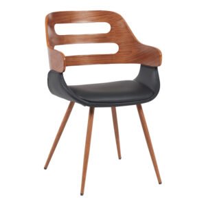 Πολυθρόνα Fern House Genius PU μαύρο-ξύλο καρυδί απόχρωση 52x59x80εκ