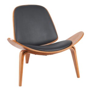 Πολυθρόνα Vilma House Genius PU μαύρο- plywood καρυδί 90x76.5x74.5εκ