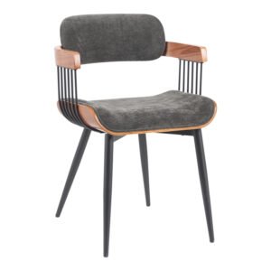 Πολυθρόνα Cameo House Genius μέταλλο μαύρο-καρυδί ξύλο-ανθρακί ύφασμα 53x49.5x75.5εκ