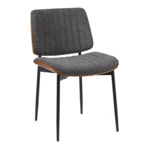 Καρέκλα Kathy House Genius ξύλο σε καρυδί με γκρι ύφασμα 51x58x81εκ