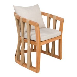 Πολυθρόνα Morani House Genius σκελετός teak ξύλο και ύφασμα σε φυσική απόχρωση 58x66x75εκ