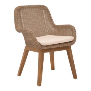 Πολυθρόνα Charlen House Genius σκελετός αλουμινίου με teak πόδι σε φυσική απόχρωση και pe rattan 60x67x84εκ