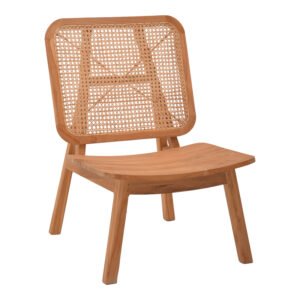 Πολυθρόνα Viborg House Genius φυσικό teak ξύλο-φυσικό rattan 60x75x87εκ