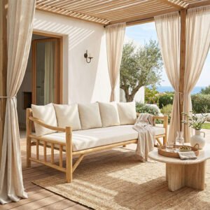 Καναπές Roziana House Genius φυσικό teak ξύλο 210x100x80εκ