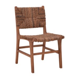 Καρέκλα Refane House Genius σκελετός teak ξύλο με ψάθα σε καρυδί απόχρωση 50x58x85εκ