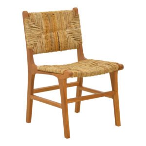 Καρέκλα Refane House Genius σκελετός teak ξύλο με ψάθα σε φυσική απόχρωση 50x58x85εκ