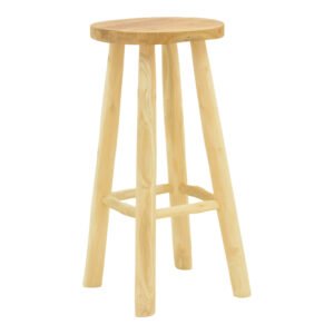 Σκαμπό μπαρ Nusiwo House Genius teak ξύλο σε φυσική απόχρωση Φ35x70εκ