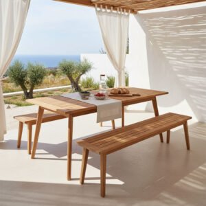 Τραπέζι Pino House Genius επεκτεινόμενο teak ξύλο σε φυσική απόχρωση 180/240x100x75εκ