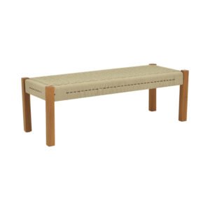 Παγκάκι Uma House Genius teak ξύλο και pe σχοινί σε φυσική απόχρωση 120x45x40εκ