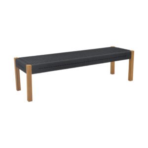 Παγκάκι Uma House Genius teak ξύλο και pe σχοινί σε μαύρη απόχρωση 120x45x40εκ