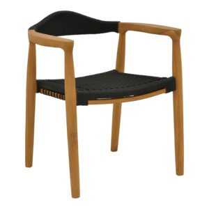 Πολυθρόνα Ganny House Genius teak ξύλο και pe σχοινί σε μαύρη απόχρωση 59x56x71εκ