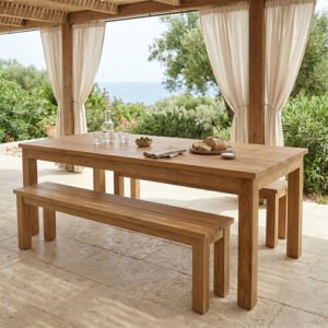 Τραπέζι Wooly House Genius teak ξύλο σε φυσική απόχρωση 220x90x75εκ