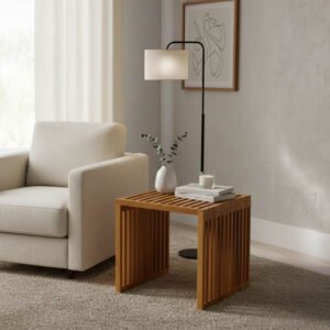 Βοηθητικό τραπέζι Saimon House Genius teak ξύλο σε φυσική απόχρωση 40x40x40εκ