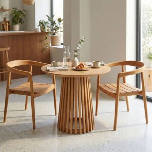 Τραπεζαρία 3τεμ Noody-Kenda I House Genius teak ξύλο σε φυσική απόχρωση Φ80x75