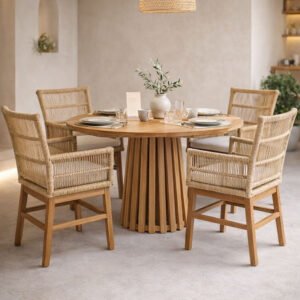 Τραπεζαρία Inca-Kenda I House Genius σετ 5τεμ σε φυσική-μπεζ απόχρωση Φ80x75εκ