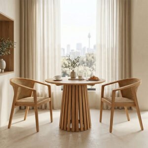 Τραπεζαρία Granny-Kenda Ι House Genius σετ 3τεμ σε φυσική-μπεζ απόχρωση Φ80x75εκ