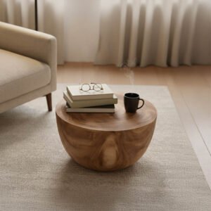 Βοηθητικό τραπέζι Notive House Genius suar ξύλο σε φυσική απόχρωση Φ58x33εκ