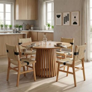 Τραπέζι Kenda I House Genius mindi ξύλο σε φυσική απόχρωση Φ120x75εκ