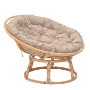 Πολυθρόνα Servey House Genius rattan σε φυσική απόχρωση-μπεζ μαξιλάρι Φ115x58εκ