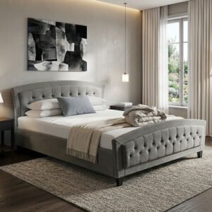 Κρεβάτι Camaro House Genius ύφασμα σε γκρι απόχρωση160x200εκ