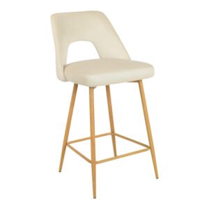 Σκαμπό μπαρ Murde House Genius μπεζ βελούδο και μεταλλικά πόδια σε φυσική απόχρωση 47x52x96εκ