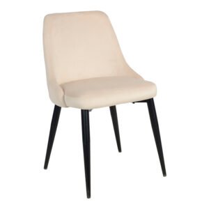 Καρέκλα Zedna House Genius μπεζ βελούδο με μαύρα μεταλλικά πόδια 51x58x84εκ