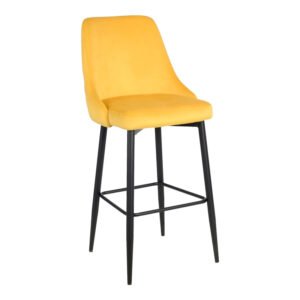 Σκαμπό μπαρ Zedna House Genius κίτρινο βελούδο με μαύρα μεταλλικά πόδια 52x57x111εκ