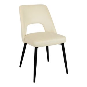 Καρέκλα Murde House Genius μπεζ βελούδο και μεταλλικά πόδια σε μαύρη απόχρωση 48.5x61x89εκ