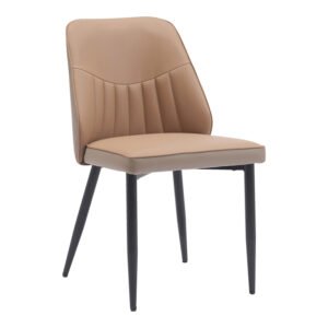 Καρέκλα Onyer House Genius καφέ-γκρι pu με πόδι μαύρο μέταλλο 48x60x83εκ