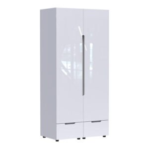 Ντουλάπα δίφυλλη Afina House Genius mdf σε λευκή glossy απόχρωση 100x57x213εκ
