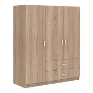 Ντουλάπα τρίφυλλη Royal House Genius με συρτάρια sonoma 150x58x177εκ