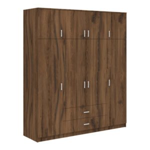 Ντουλάπα τετράφυλλη με συρτάρια Royal House Genius καρυδι-oak 200x58x230εκ