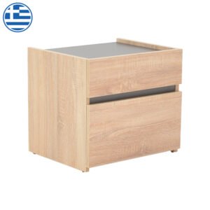 Κομοδίνο Comcie House Genius σε φυσικό με γκρι απόχρωση 50x42x45.5εκ