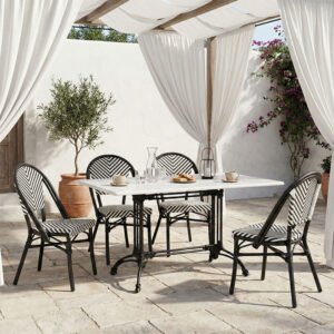 Τραπέζι μαρμάρινο Zosal House Genius μαντέμι σε λευκή-μαύρη απόχρωση 110x70x71.8εκ