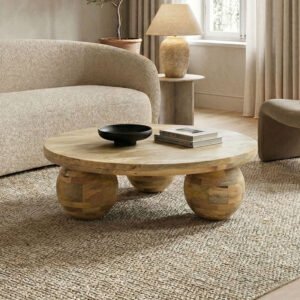 Τραπέζι σαλονιού Fedena House Genius μασίφ μάνγκο ξύλο σε φυσική απόχρωση Φ90x30εκ