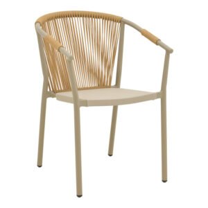 Πολυθρόνα στοιβαζόμενη Convince House Genius αλουμίνιο με καφέ σκελετό-textilene-pe rattan 56x63x82εκ