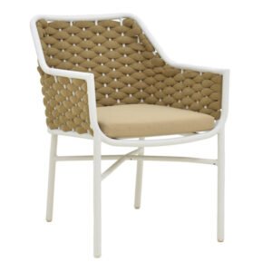 Πολυθρόνα Ortegia House Genius αλουμίνιο με λευκό σκελετό- χακί σχοινί 57x62x82εκ